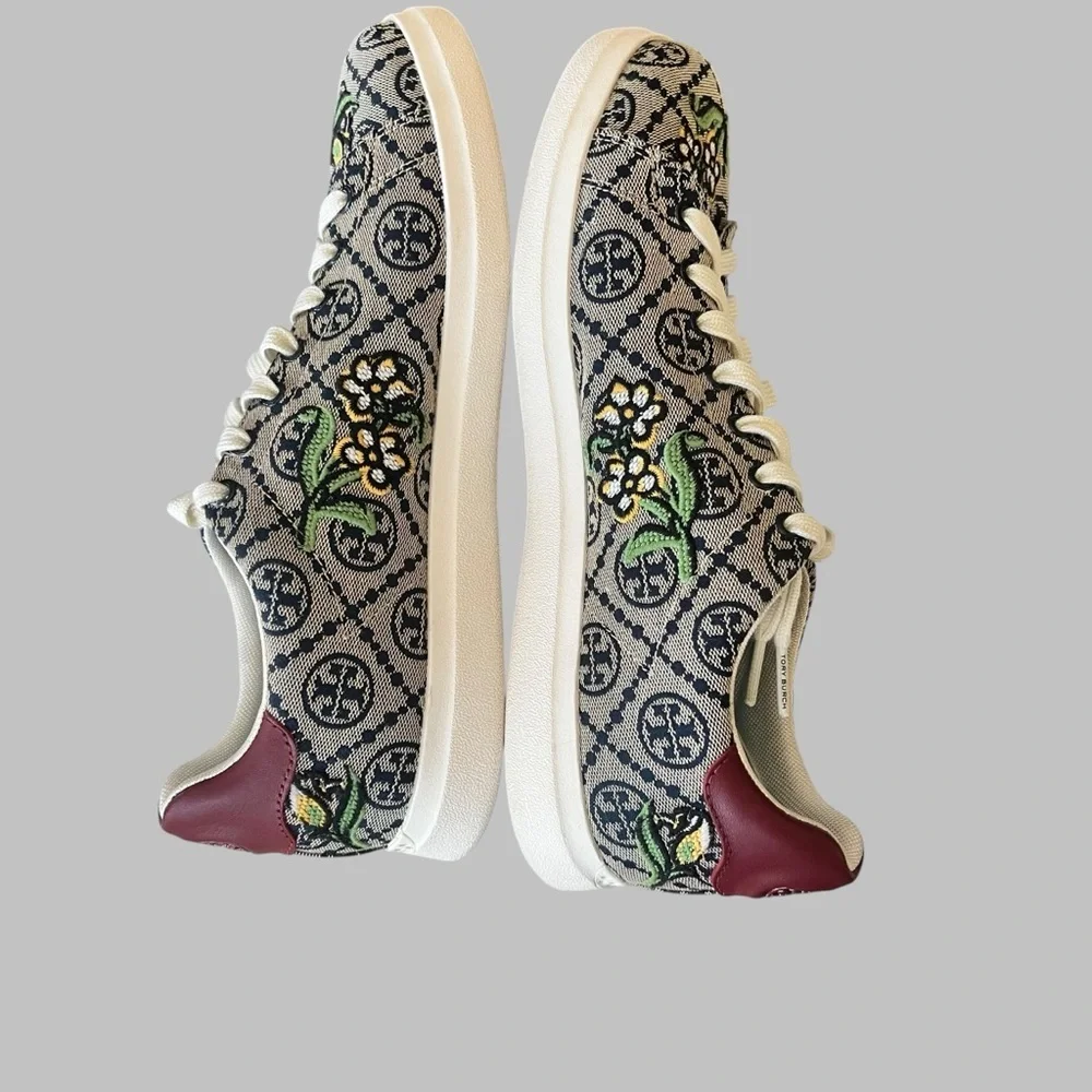 Tory Burch T Monogram Howell Embroidered Sneaker.